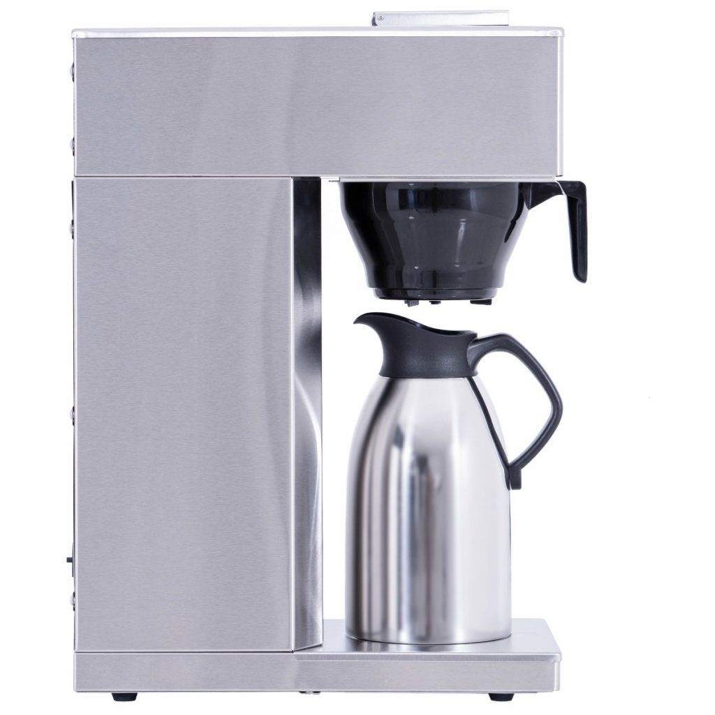 Seitenbild Kaffeefiltermaschine mit Thermoskanne und Kunststoff Filterhalter