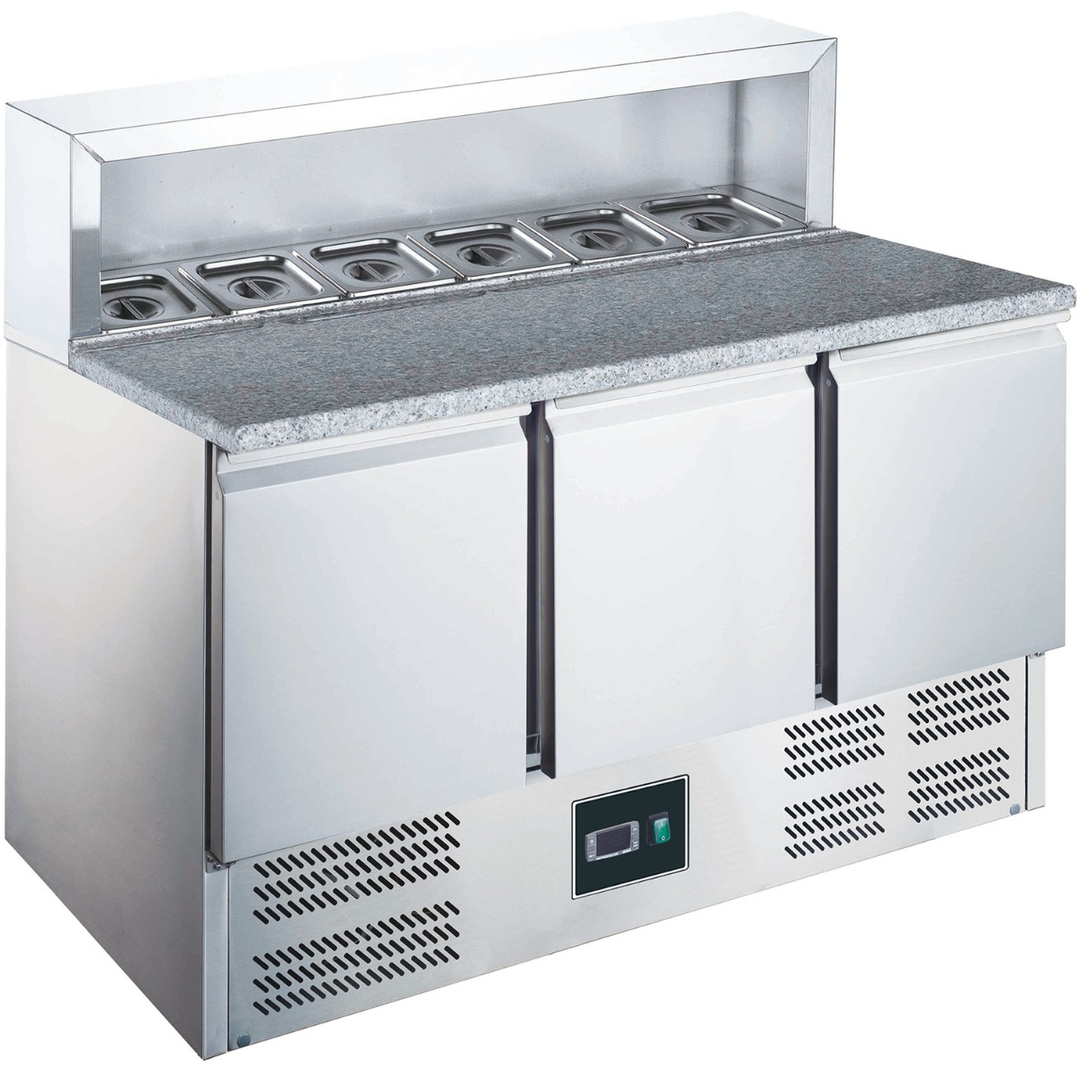 ZORRO Pizzatisch ZPS 903 | 3 Türen | Edelstahlaufsatz | 1365x700mm
