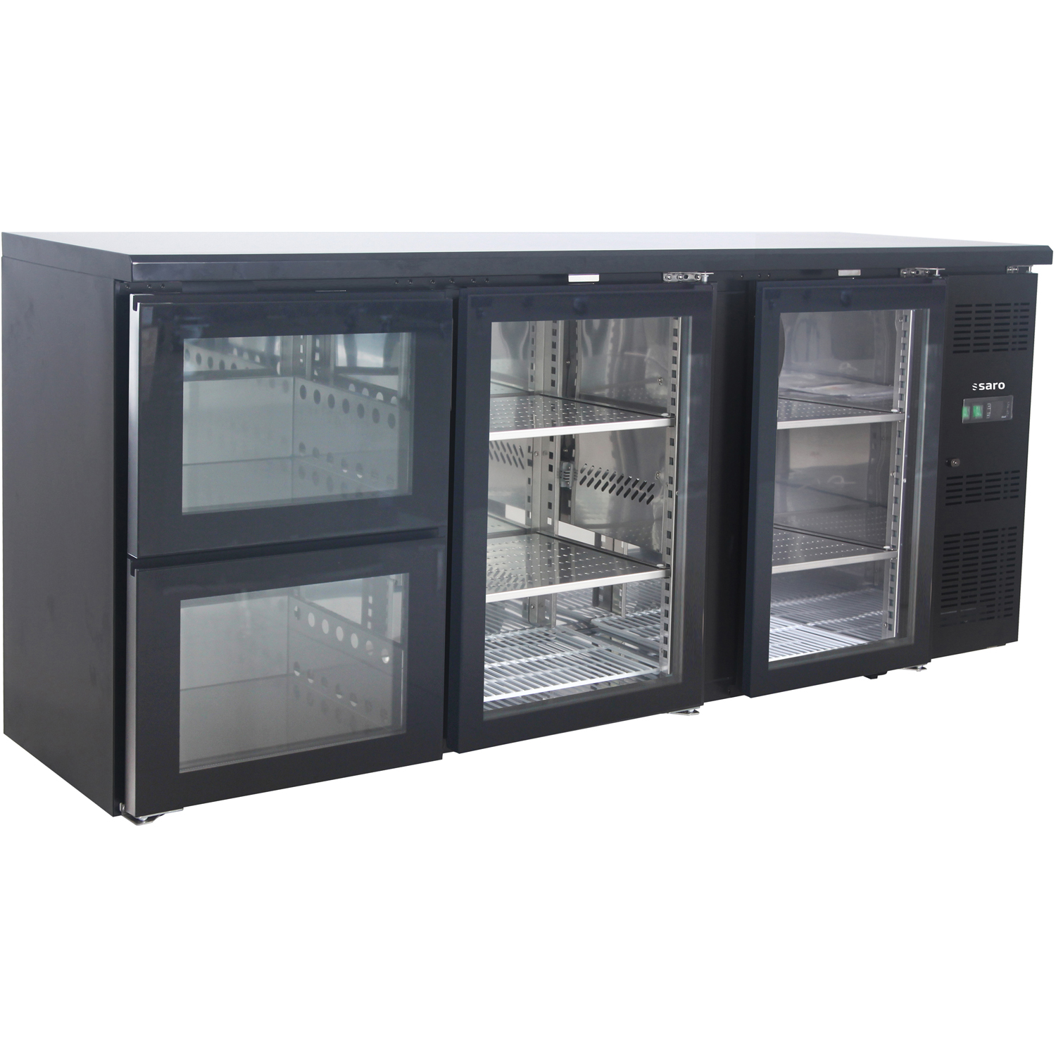 SARO Barkühler mit 2 Glastüren und 2 Schubladen. Modell BC 3100 G S2