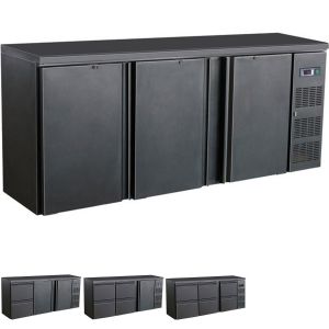GGG Flaschenkühltisch - schwarz - 3 Türen / Schubladen