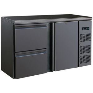 GGG Flaschenkühltisch - schwarz - 1 Tür - 2 Schubladen