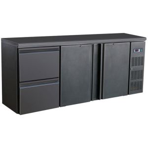 GGG Flaschenkühltisch - schwarz - 2 Türen - 2 Schubladen
