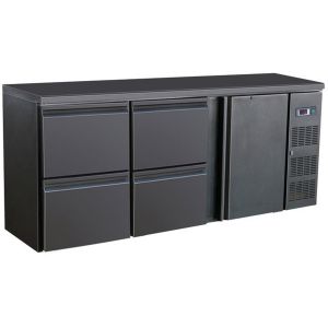 GGG Flaschenkühltisch - schwarz - 1 Tür - 4 Schubladen