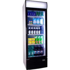 Getränkekühlschrank 380 Liter weiß/schwarz mit Glastür - ZK 380