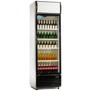 GGG Getränkekühlschrank - 1 Tür - Leuchtaufsatz - schwarzer Rahmen - 430 L