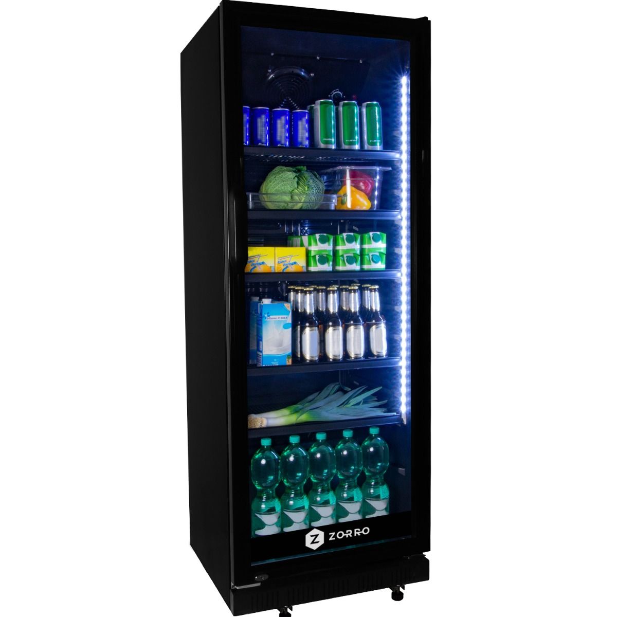 Getränkekühlschrank 360 Liter schwarz mit Glastür - ZKB 360