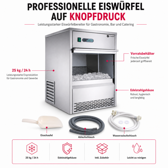 ZORRO Eiswürfelbereiter ZEB 25 ECO | 25kg/24h | Eiswürfelmaschine Gastro