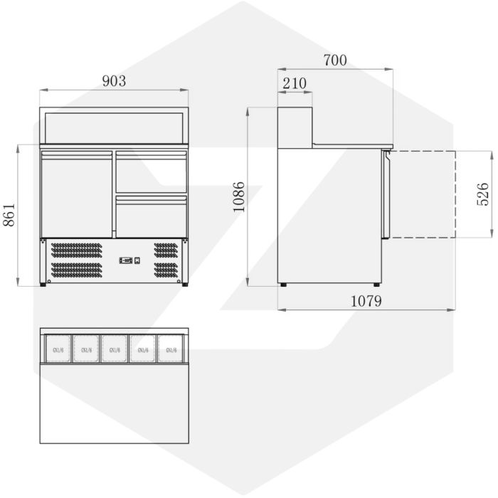 ZORRO Pizzatisch ZPS 903 PZ 4D | 1 Tür / 4 Schubladen | Granit Arbeitsfläche ZORRO Pizzatisch ZPS 903 PZ 4D | 1 Tür / 4 Schubladen | Granit Arbeitsfläche